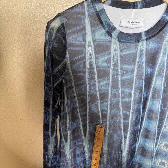 Le Galeriste Dress Women's Large Blue Abstract Fiber Design Daniela Maxi Dress - Picture 10 of 13